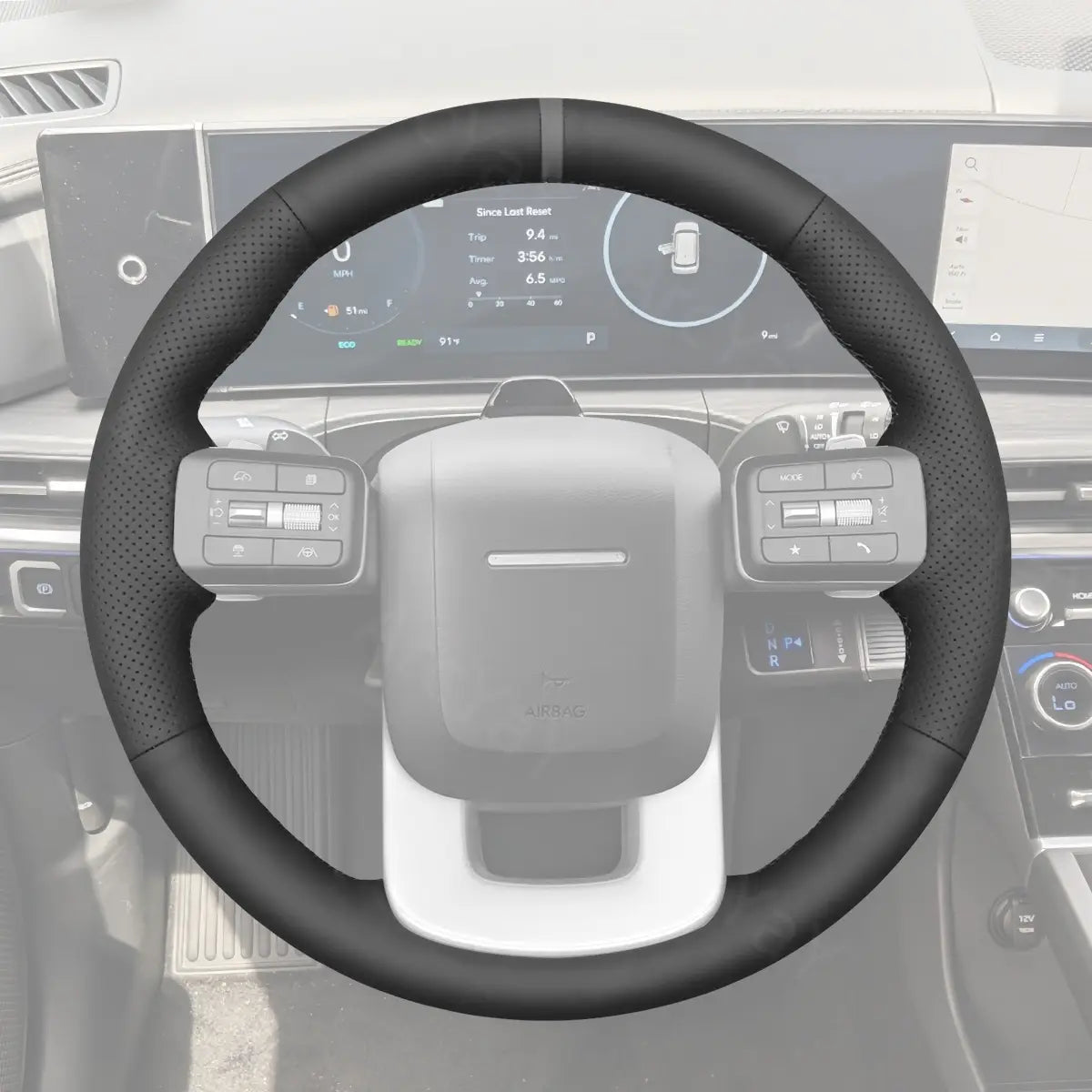 ArcYaY premium steering wheel cover for the new Hyundai Ioniq 9 EV SUV (2025). Custom fit for protection, comfort, and enhanced style.