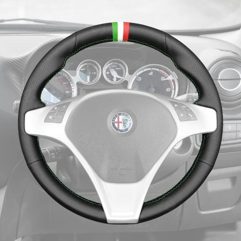 ArcYaY’s Sports-specific, hand-sewn Steering Wheel Cover for Alfa Romeo Giulietta (2010–2014) and MiTo (2008–2015). Enhance performance with style.
