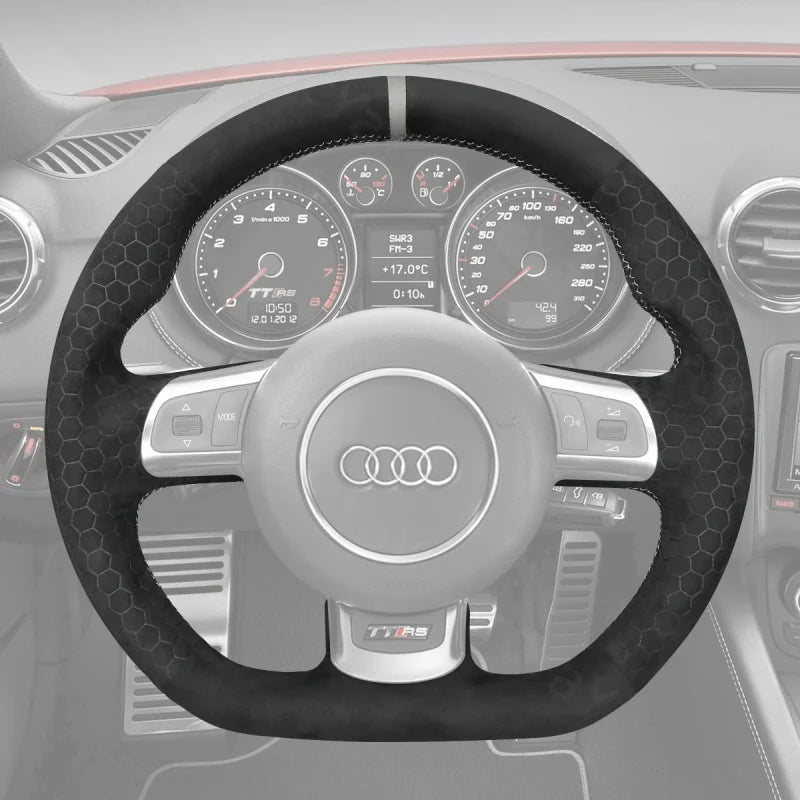 ArcYaY’s Sports-specific, hand-sewn Steering Wheel Cover for Audi TT RS, R8, RS3 & RS6 (2008–2015). Unleash track-ready performance with precision.
