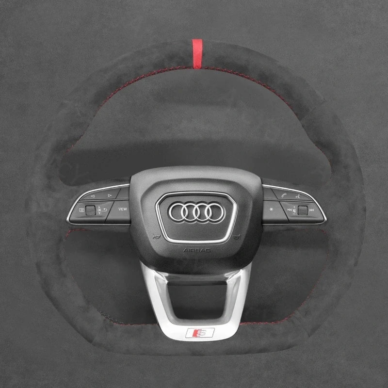 ArcYaY’s Sports-specific, hand-sewn Steering Wheel Cover for Audi RS Q3 (2019–2022), SQ5 (2017–2022), SQ7 (2016–2022), SQ8 & RS Q8 (2019–2022). Drive with precision.
