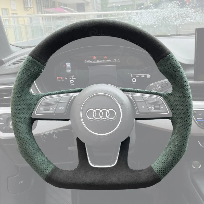 ArcYaY’s Sports-specific, hand-sewn Steering Wheel Cover for Audi S3, S4, S5, RS3, RS4, RS5 & SQ2 models (2016–2022). Unleash dynamic performance.
