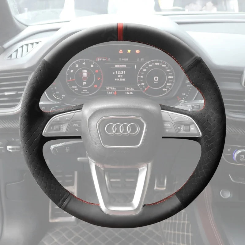 ArcYaY’s Sports-specific, hand-sewn Steering Wheel Cover engineered for multiple Audi models (S3–S5, RS & SQ) from 2017–2022. Boost your drive with dynamic control.
