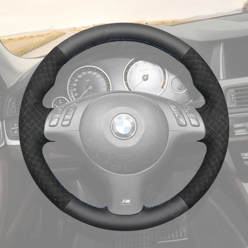 ArcYaY’s Sports-specific, hand-sewn Steering Wheel Cover for BMW M3 E46 (2000-2006) & M5 E39 (2000-2003). Unleash dynamic performance.
