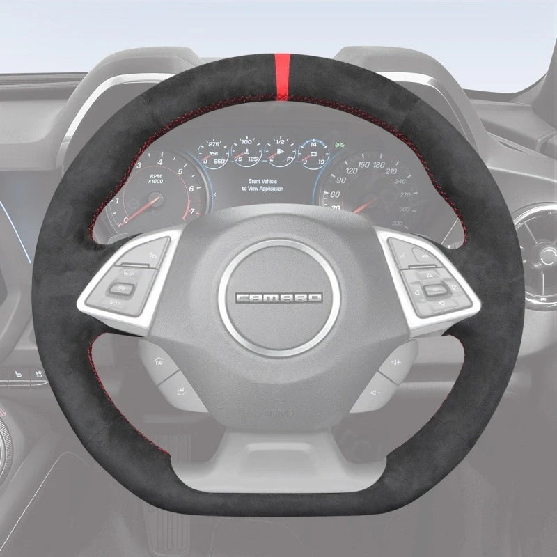 ArcYaY delivers a custom, hand-stitched, Sport-Optimized Steering Wheel Cover for the Chevy Camaro (2016–2024) to amplify your performance.