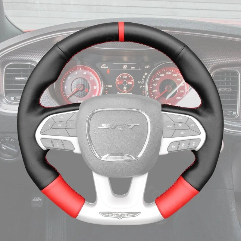 ArcYaY delivers a custom, hand-stitched, Sport-Optimized Steering Wheel Cover for Dodge Challenger, Charger and Durango SRT (2015–2023). Drive with dynamic power.
