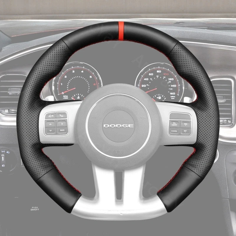 ArcYaY offers a custom, hand-stitched, Sport-Optimized Steering Wheel Cover for Dodge Challenger and Charger SRT (2012–2014). Unleash racing precision.
