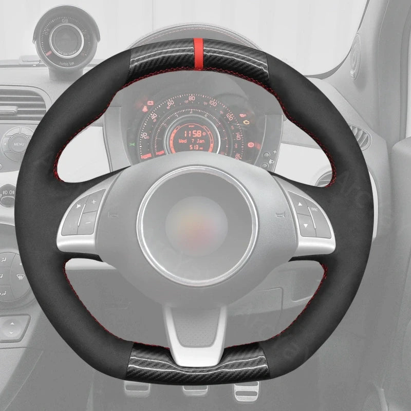 ArcYaY’s Sports-specific, hand-sewn Steering Wheel Cover for Fiat Abarth 500/500C (2013–2017). Enhance your drive with sporty precision.
