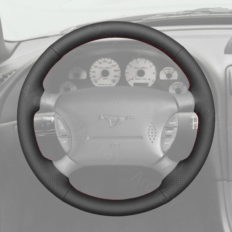 ArcYaY delivers a custom, hand-stitched, Sport-Optimized Steering Wheel Cover for the Ford Mustang (1994–2004). Experience iconic sporty style.