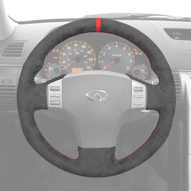 ArcYaY delivers a custom, hand-stitched, Sport-Optimized Steering Wheel Cover for the Infiniti G35 (2003–2006) to enhance your sporty ride.
