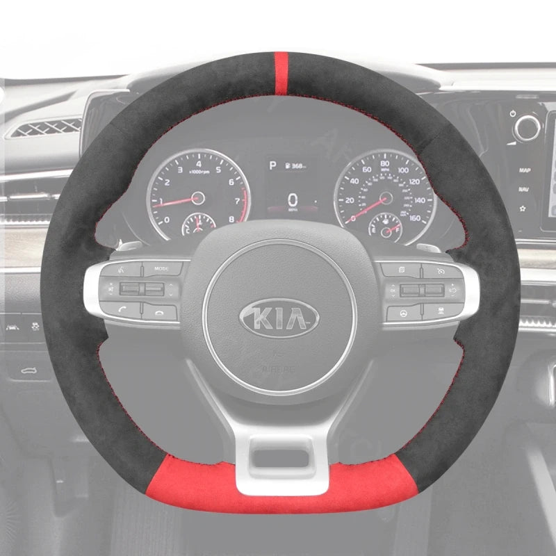 ArcYaY’s custom, hand-stitched, Sport-Optimized Steering Wheel Cover for Kia Sportage5 & K5 GT-Line (2021-2023) elevates sporty performance.