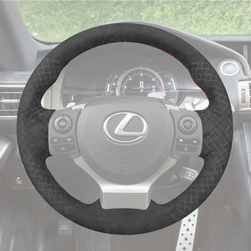 ArcYaY’s custom, hand-stitched, Sport-Optimized Steering Wheel Cover for Lexus IS and RC 300 (2014-2016) boosts your sporty drive.

