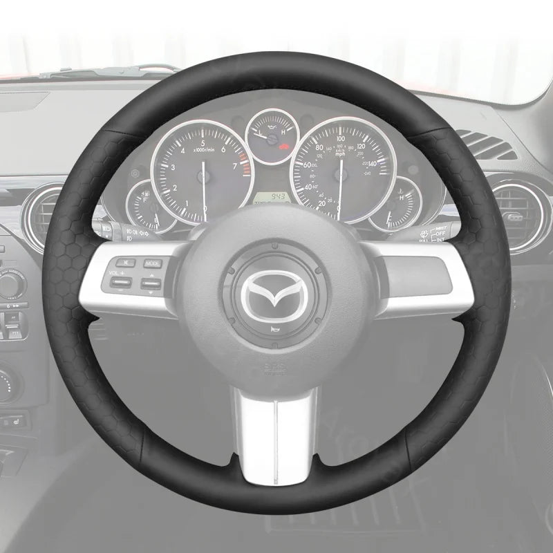 ArcYaY’s custom, hand-stitched, Sport-Optimized Steering Wheel Cover for Mazda MX-5, RX-8 & CX-7 (2006-2014) injects dynamic style.
