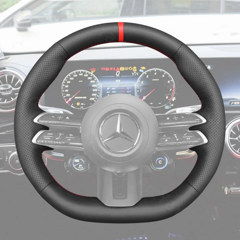 ArcYaY delivers a custom, hand-stitched, Sport-Optimized Steering Wheel Cover for a broad spectrum of Mercedes AMG models (2022–2024). Elevate your sport drive.