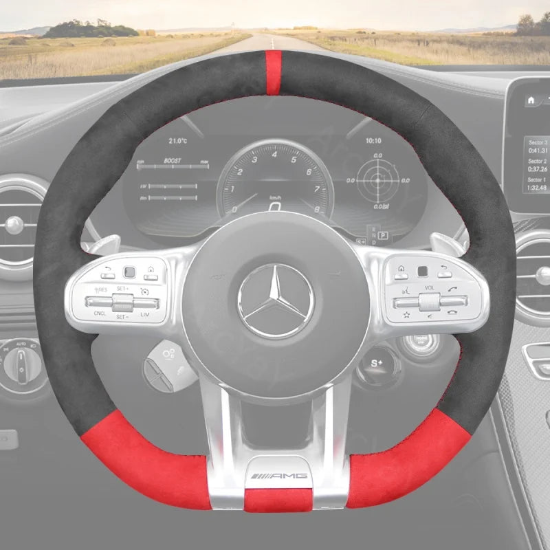 ArcYaY offers a custom, hand-stitched, Sport-Optimized Steering Wheel Cover for an extensive range of Mercedes AMG models (2018–2023). Drive with high-performance precision.