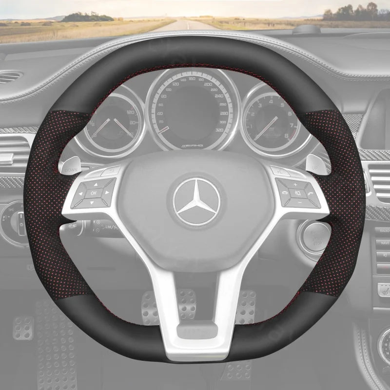 ArcYaY offers a custom, hand-stitched, Sport-Optimized Steering Wheel Cover for select Mercedes AMG models (C63, CLA45, CLS63, E63 & SL63) from 2012–2016. Drive in style.