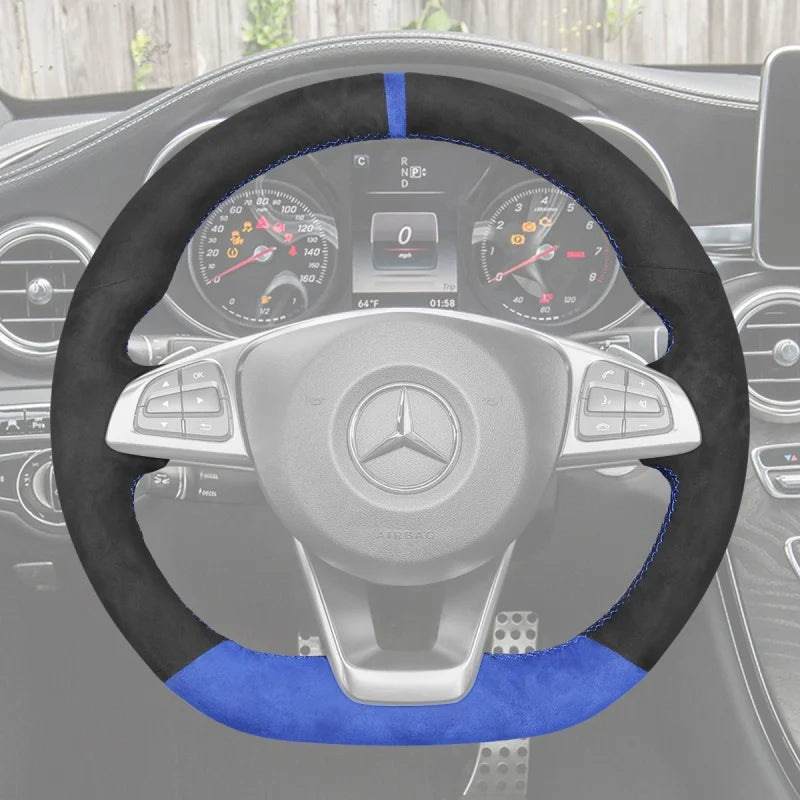 ArcYaY offers a custom, hand-stitched, Sport-Optimized Steering Wheel Cover for Mercedes AMG models W205, X156 & X253 (2016–2019). Unleash superior sport style.
