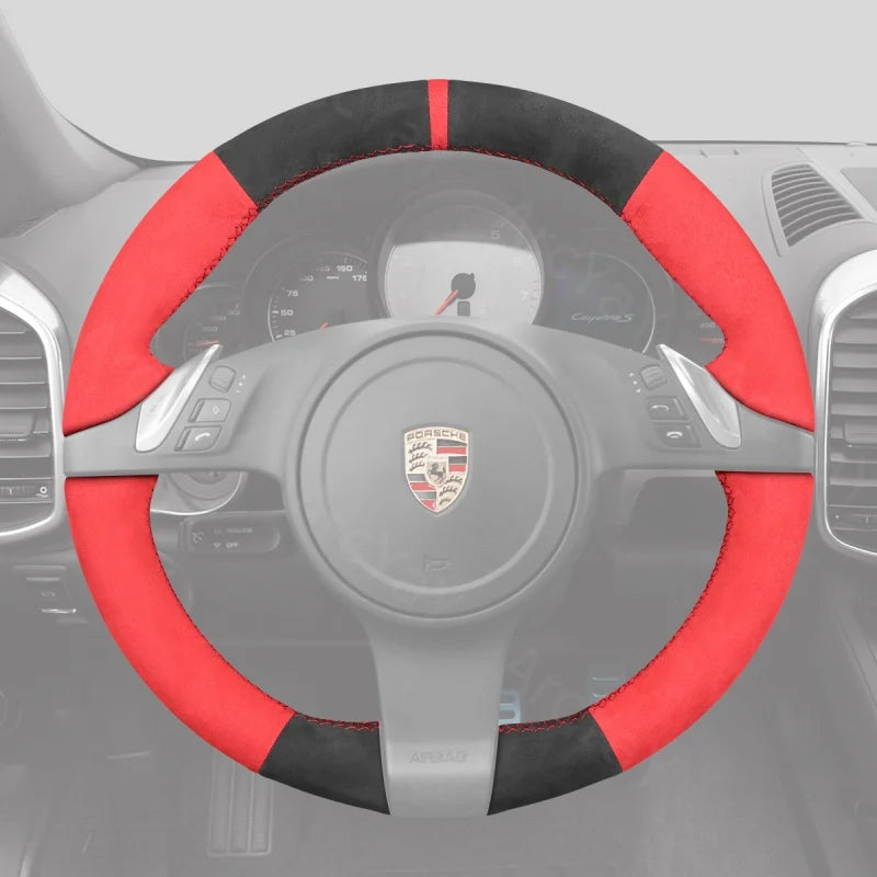 ArcYaY offers a custom, hand-stitched, Sport-Optimized Steering Wheel Cover for Porsche 911, Boxster, Cayman, Cayenne & Panamera (2009-2016). Unleash your sporty drive.