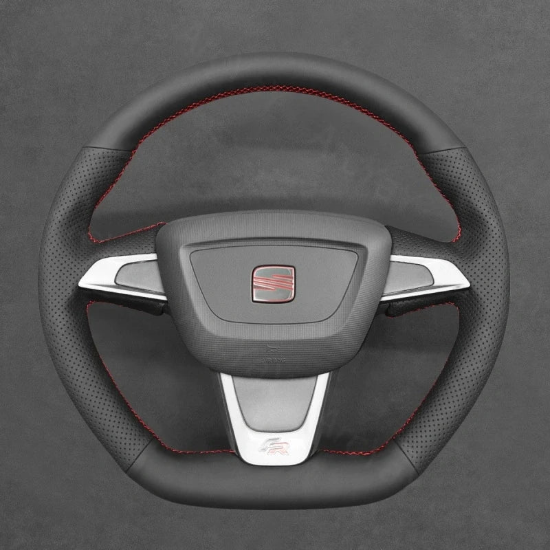 ArcYaY delivers a custom, hand-stitched, Sport-Optimized Steering Wheel Cover for Seat Ibiza (FR/CUPRA) and Mii FR (2012–2020) to boost your sporty drive.
