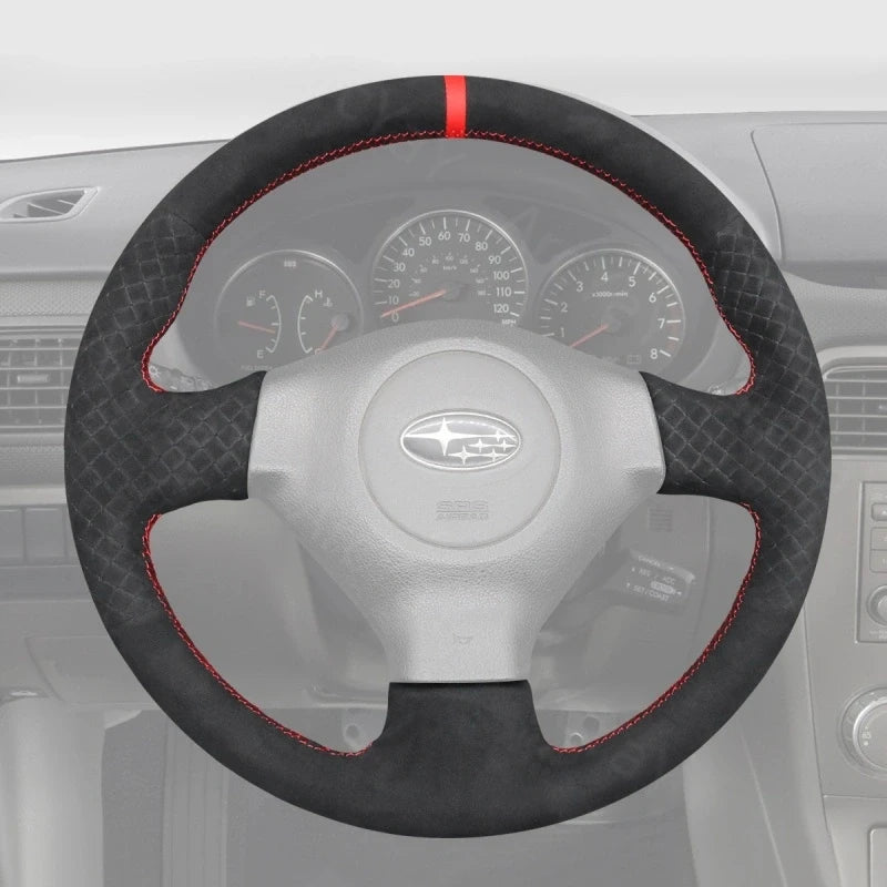 ArcYaY provides a custom, hand-stitched, Sport-Optimized Steering Wheel Cover for Subaru WRX STI (2002-2004) to boost your dynamic drive.