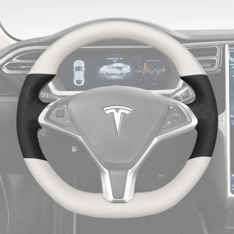 Upgrade your Tesla Model S interior! The ArcYaY EV Steering Wheel Cover is custom-designed for 2013-2017 models, featuring premium materials and hand-stitching for a comfortable, personalized grip. Shop now and elevate your driving experience!