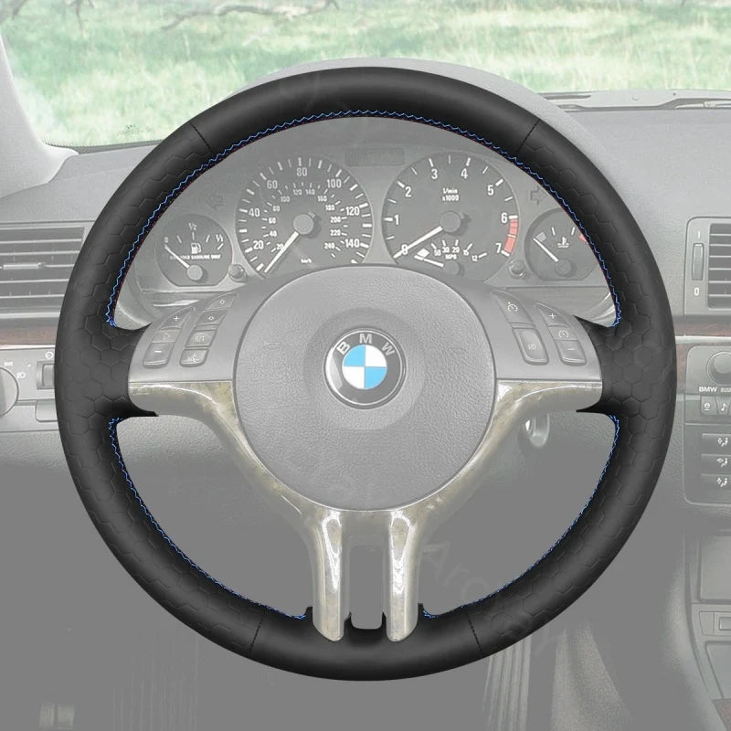 ArcYaY’s Sports-specific, hand-sewn Steering Wheel Cover for BMW Z3 Roadster/Coupe (E36/7 & E36/8, 2000-2002). Drive with timeless style.

