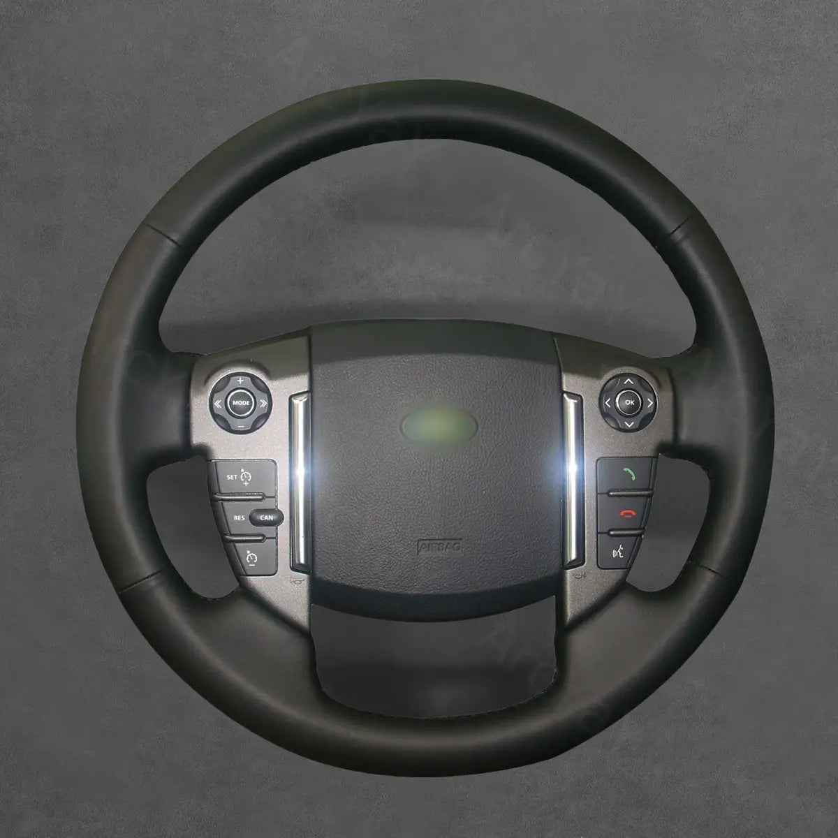Custom fit steering wheel cover for Land Rover (2010-2016). Designed to perfectly fit your SUV, offering durability, comfort, and a sleek look for the steering wheel.