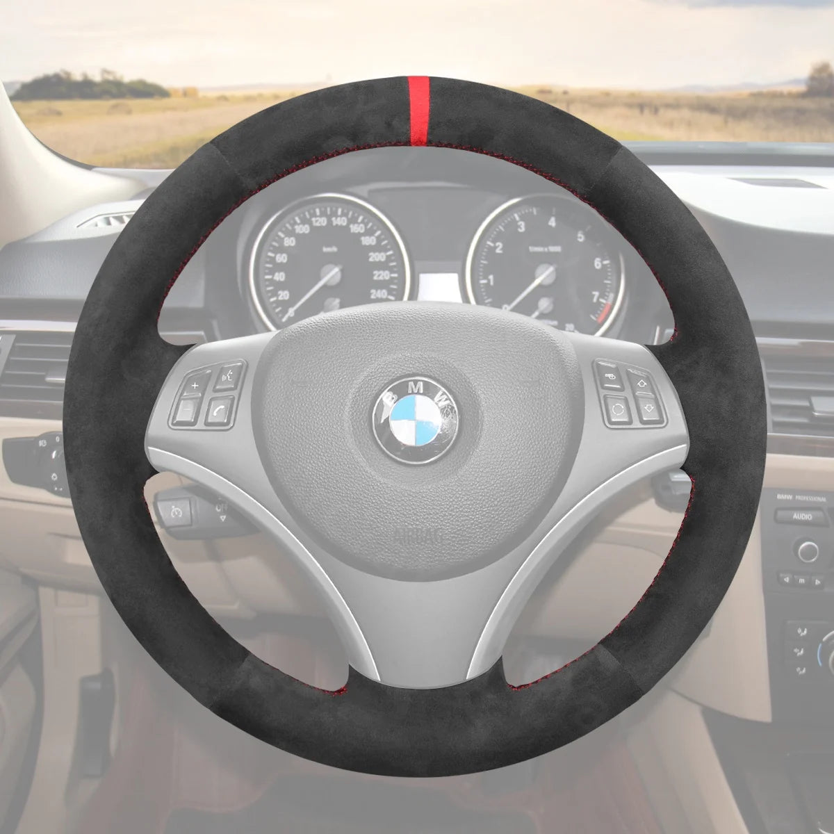Stylish steering wheel cover for BMW X1 E84 (2009-2011). Adds comfort, protection, and enhances your interior design.