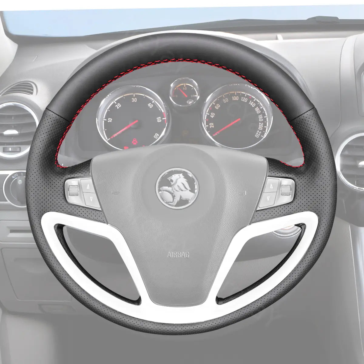 Steering wheel cover for Holden Captiva (2006-2015). Offers improved grip and comfort, designed to fit your SUV perfectly for added protection and a sleek look.