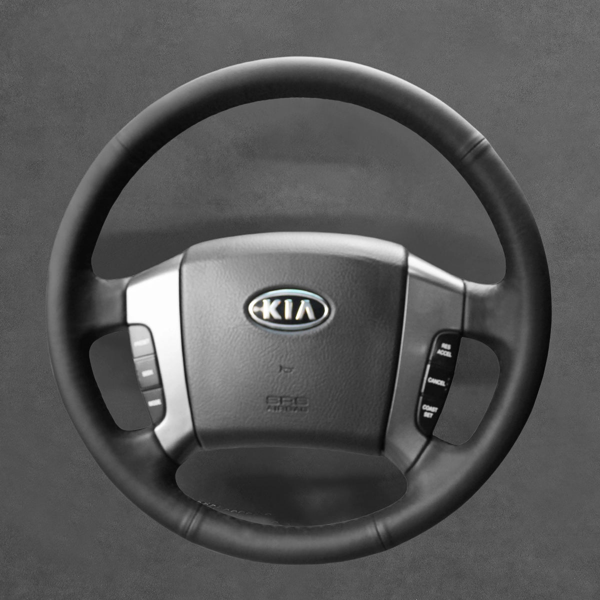 Upgrade your Kia-Sorento (2002-2010) steering wheel with ArcYaY's SUV cover. Premium PU leather and non-slip stitching provide a comfortable, durable grip, while precise fitment ensures lasting style and protection.