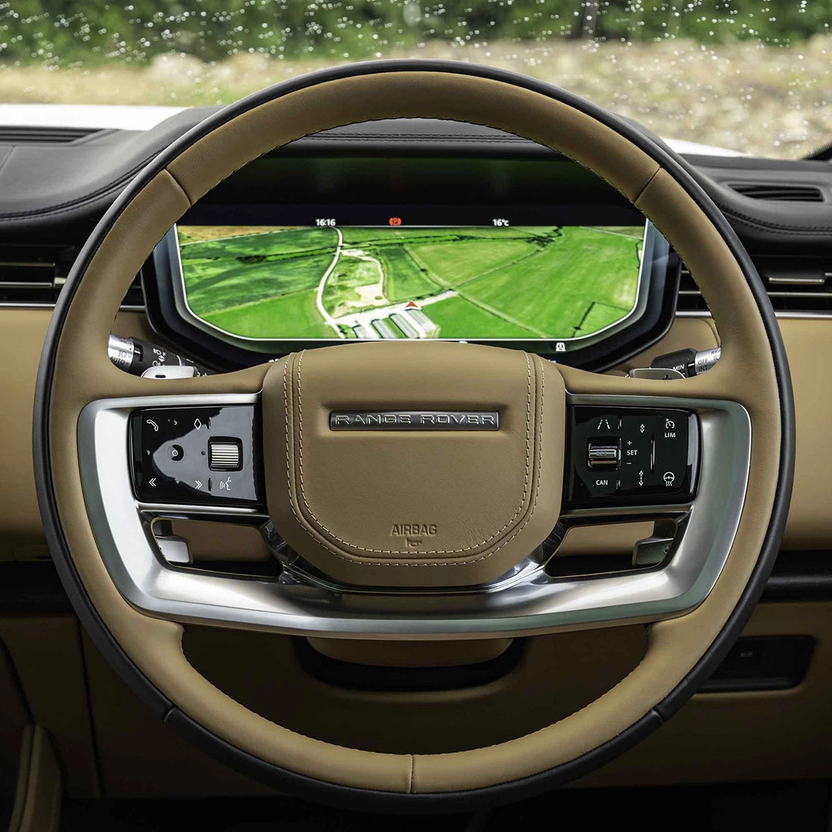 Steering wheel cover for Land Rover Range Rover (2022-2025). Tailored for a perfect fit, adding comfort, protection, and style to your SUV's steering wheel.