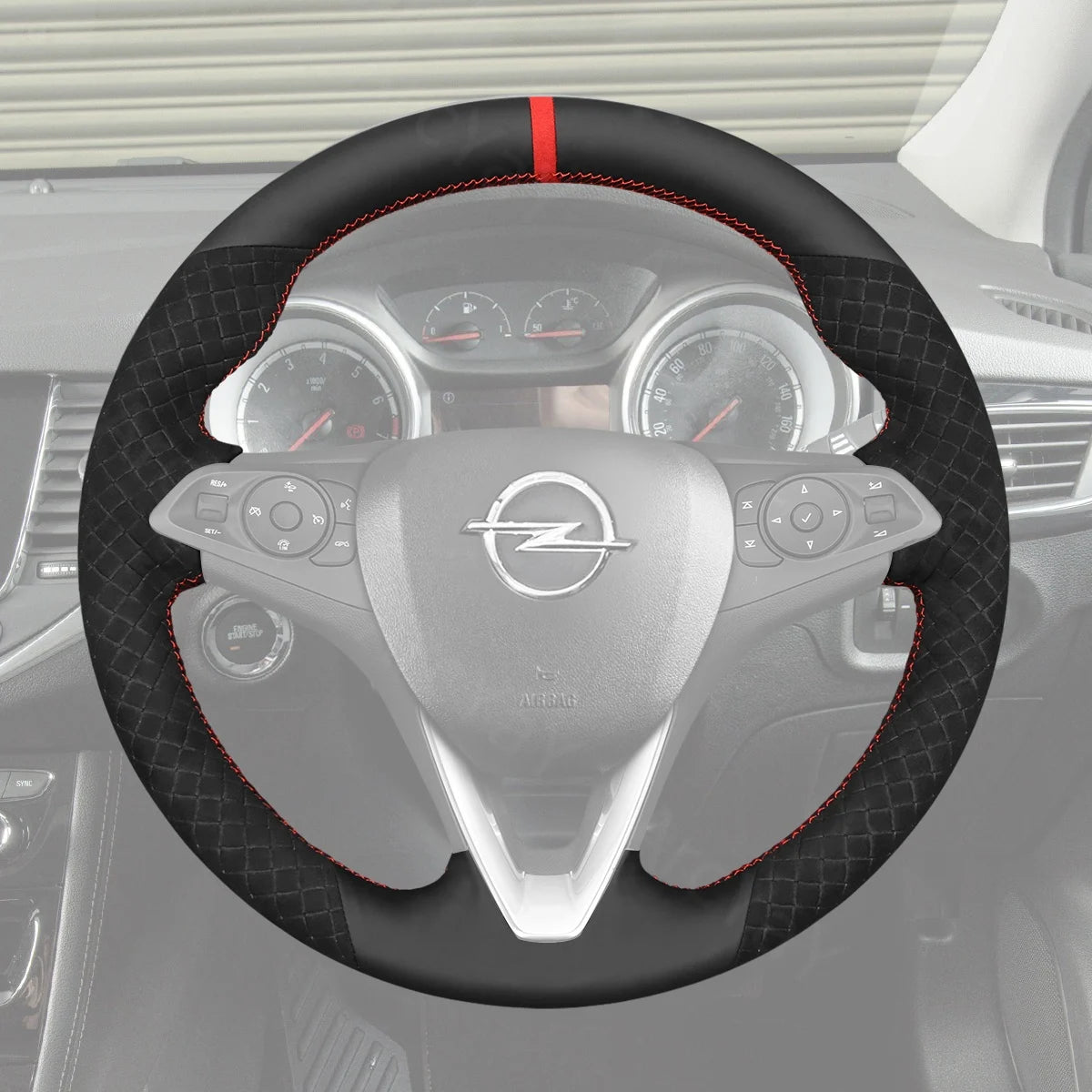 Steering wheel cover for Opel Insignia OPC (2013-2017). Designed for comfort and a premium feel.