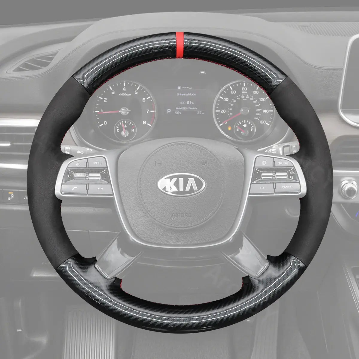 Steering wheel cover for Kia Sorento Telluride (2019-2025). Tailored for a perfect fit, providing comfort, protection, and a stylish upgrade to your SUV's steering wheel.
