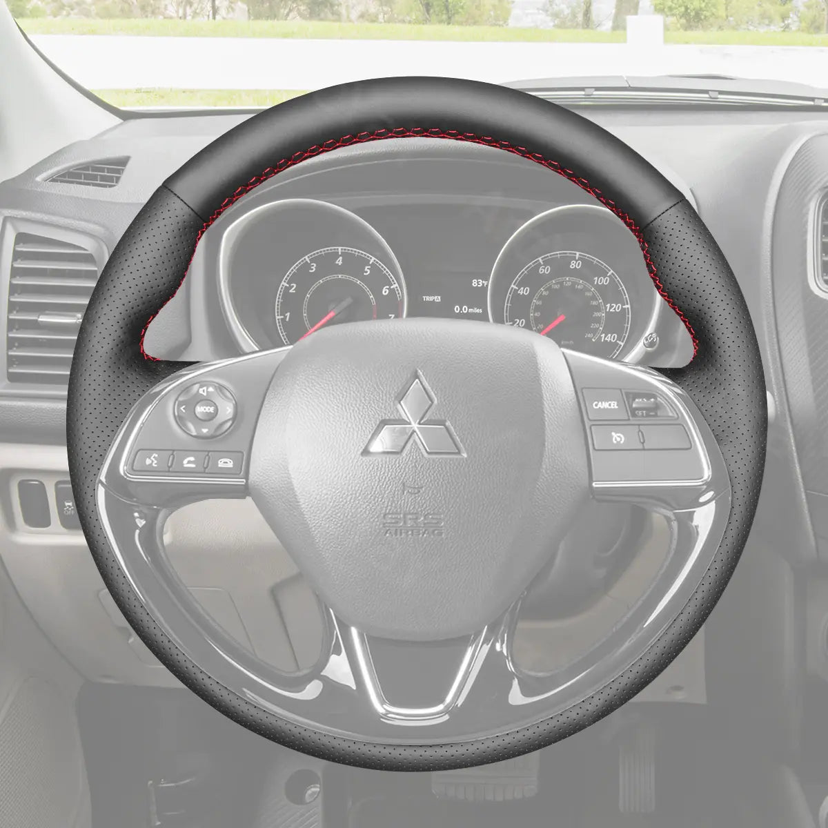 Non-slip steering wrap for Mitsubishi Mirage (2016-2024). Textured surface improves driving control.