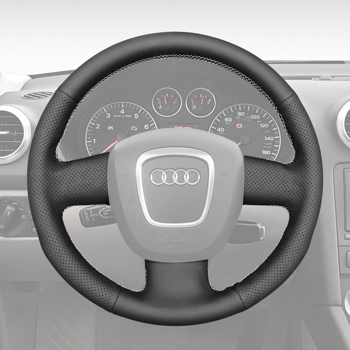 Stylish and durable steering wheel cover for Audi A3, A4, A5 (2005-2013). Adds comfort and luxury to your driving experience.