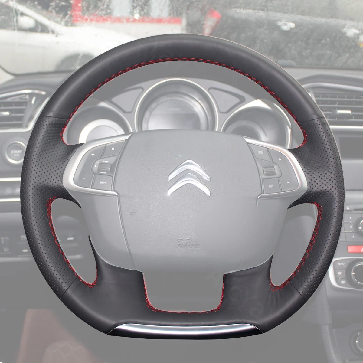 Custom-fit steering wheel cover for Citroen C4 (2010-2019). Tailored for superior comfort and style.