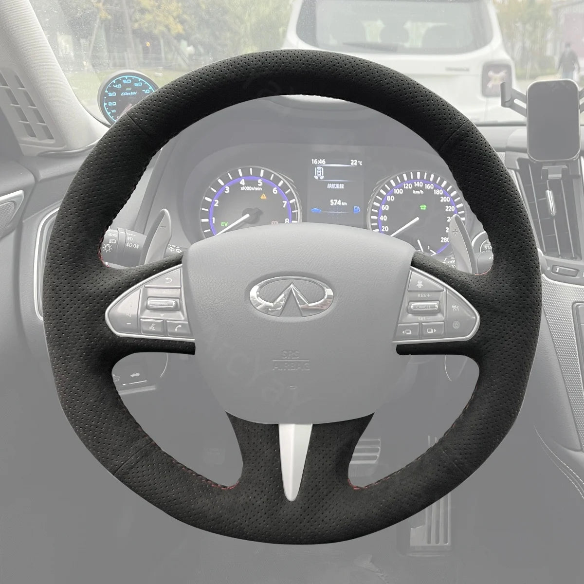 Custom-fit steering wheel cover for BMW X1 F48 and X2 F39 (2015-2022). Elevates grip, comfort, and sporty appearance.