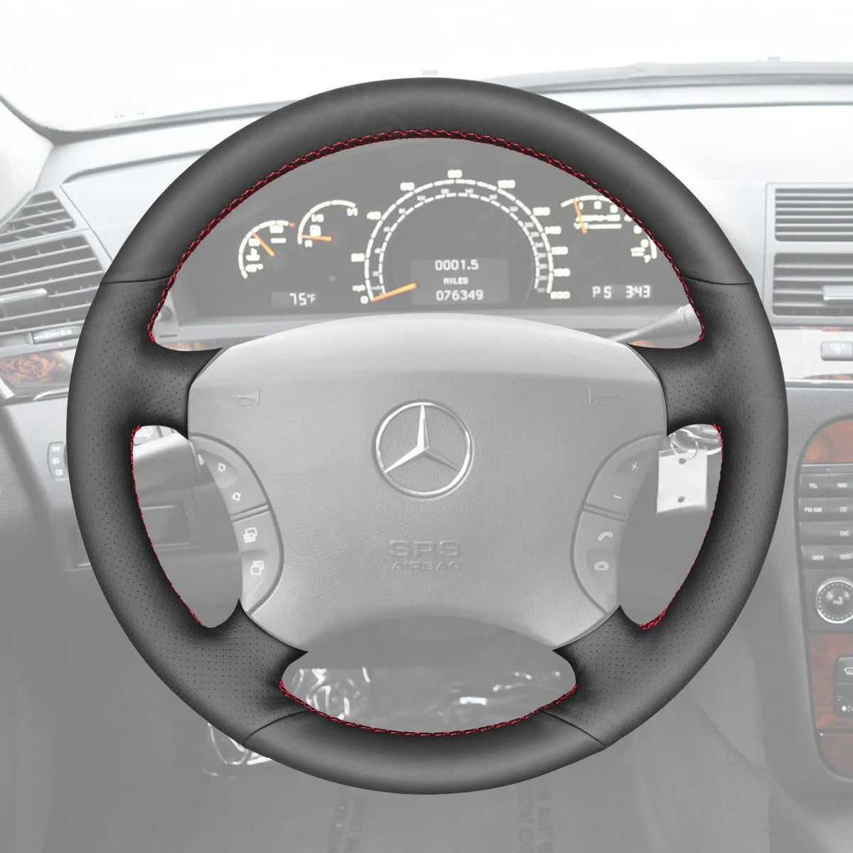 Custom-fit steering wheel cover for Mercedes Benz CL, S-Class C215, W220 (2000-2006). Adds style and comfort for your ride.