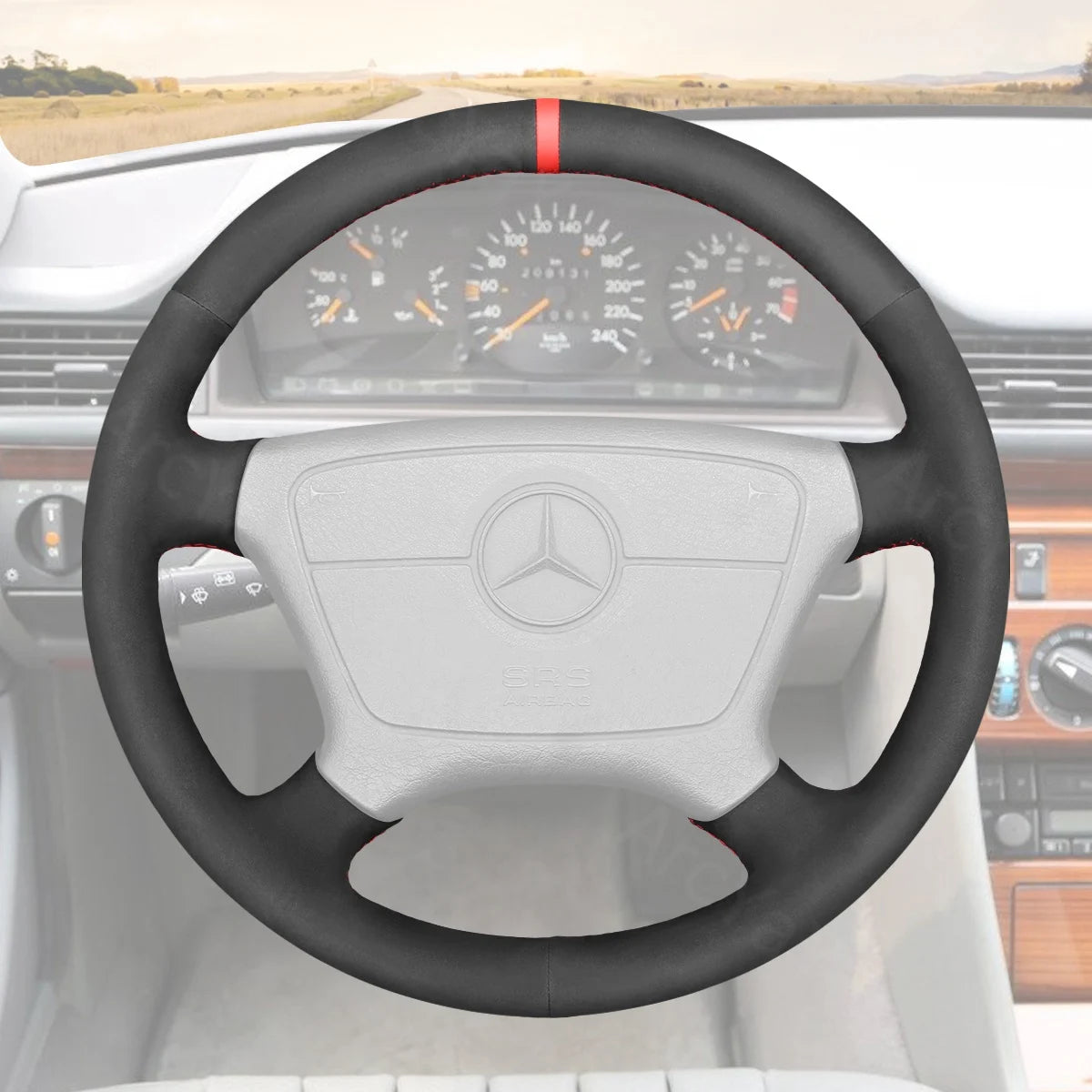 Tailored steering wheel cover for Mercedes Benz C, CL, E, S-Class W202, C140, W210, W124, W140 (1993-2020). Luxury and comfort for your vehicle.
