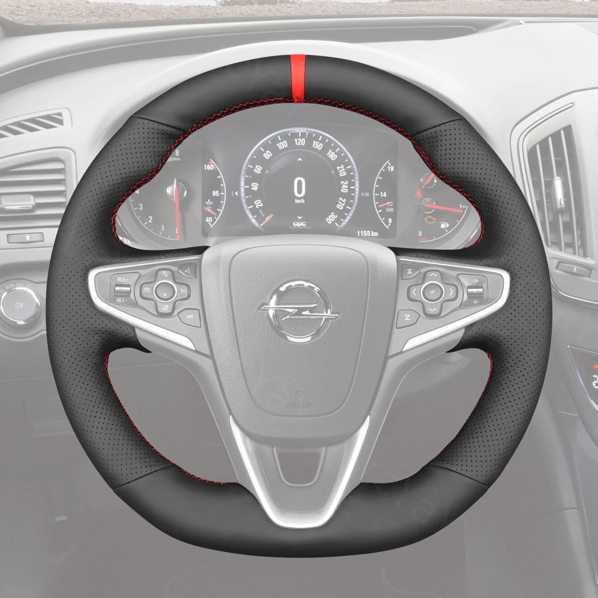 Steering wheel cover for Opel Insignia OPC (2013-2017). Designed for comfort and a premium feel.