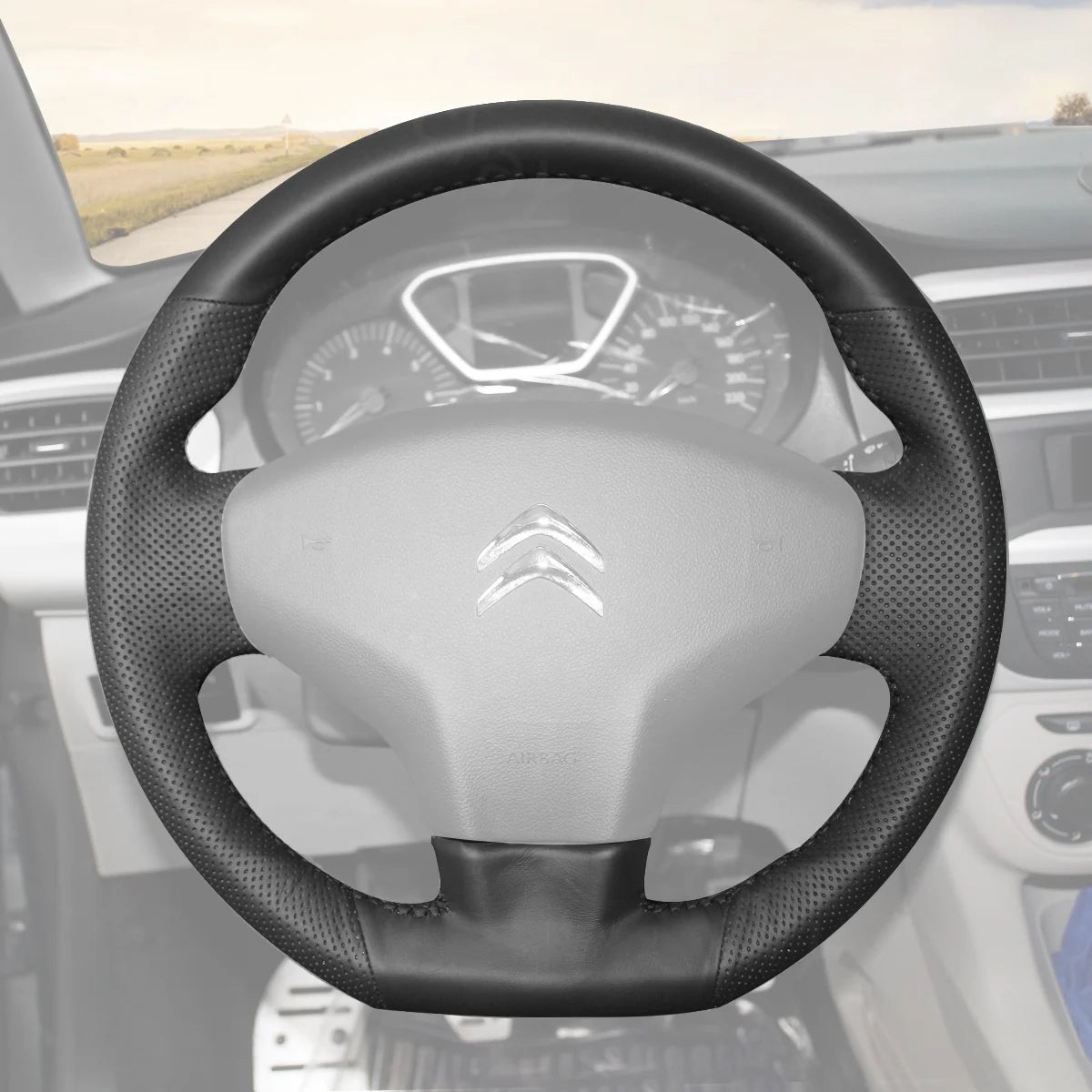 Steering wheel cover for Peugeot 301 (2012-2016). Adds luxury and comfort to your car's interior.