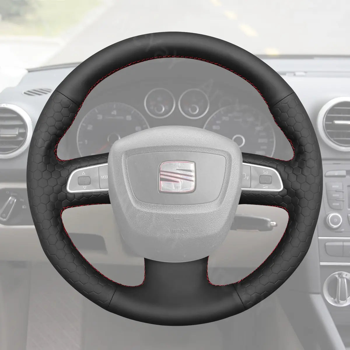Designed for Seat Exeo 2009-2013, this leather steering wheel wrap improves grip, adds luxury style, and protects your wheel from wear.