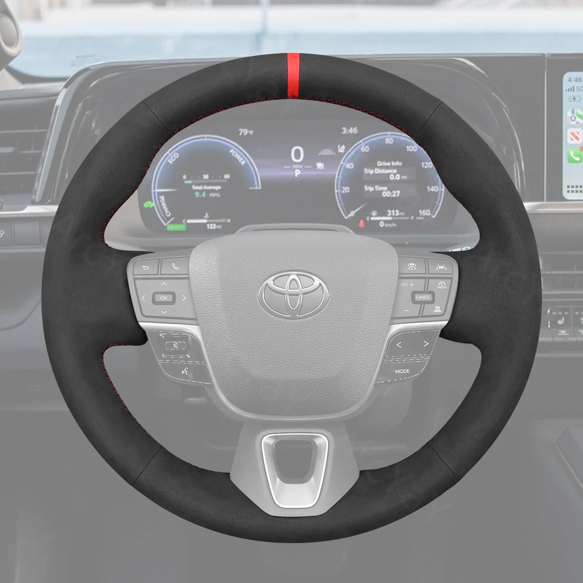 Custom-fit steering wheel cover for Toyota Crown (2023-2025). Tailored for comfort and a sleek, premium look.