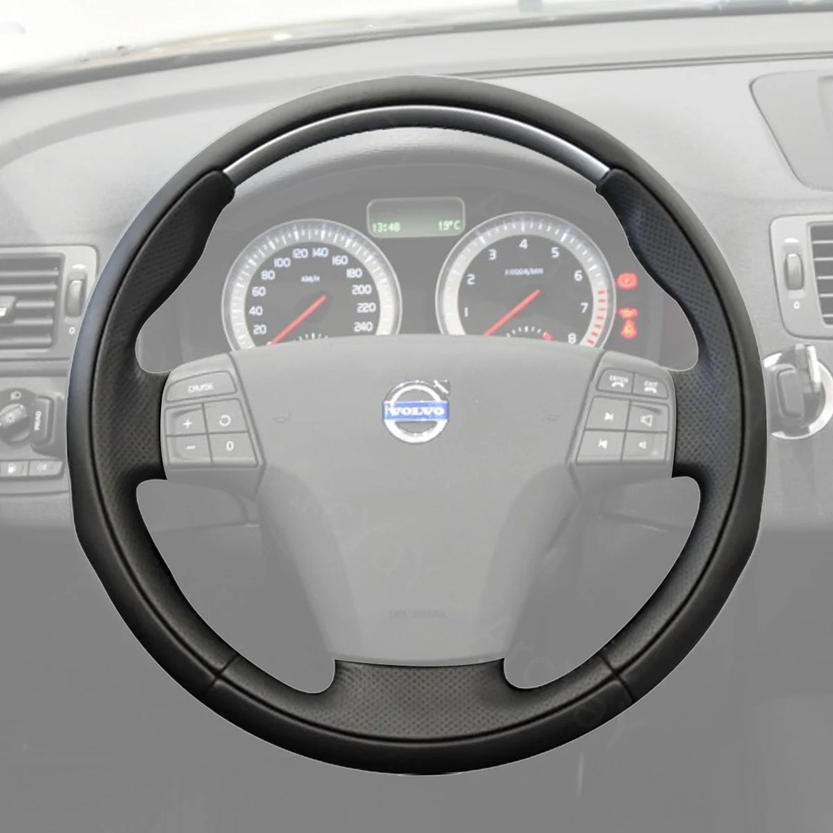 Steering wheel cover for Volvo S40 R Design Sport (2005-2012). Adds comfort and style to your driving experience.