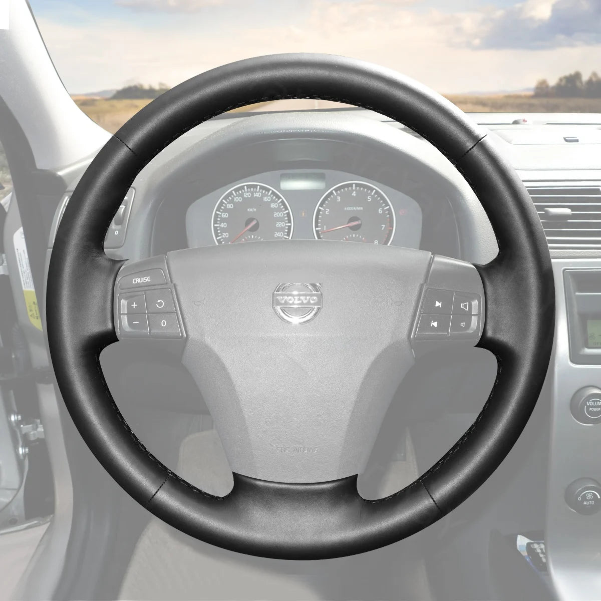 Steering wheel cover for Volvo S40 V50 (2005-2012). Crafted for a perfect fit and stylish design.