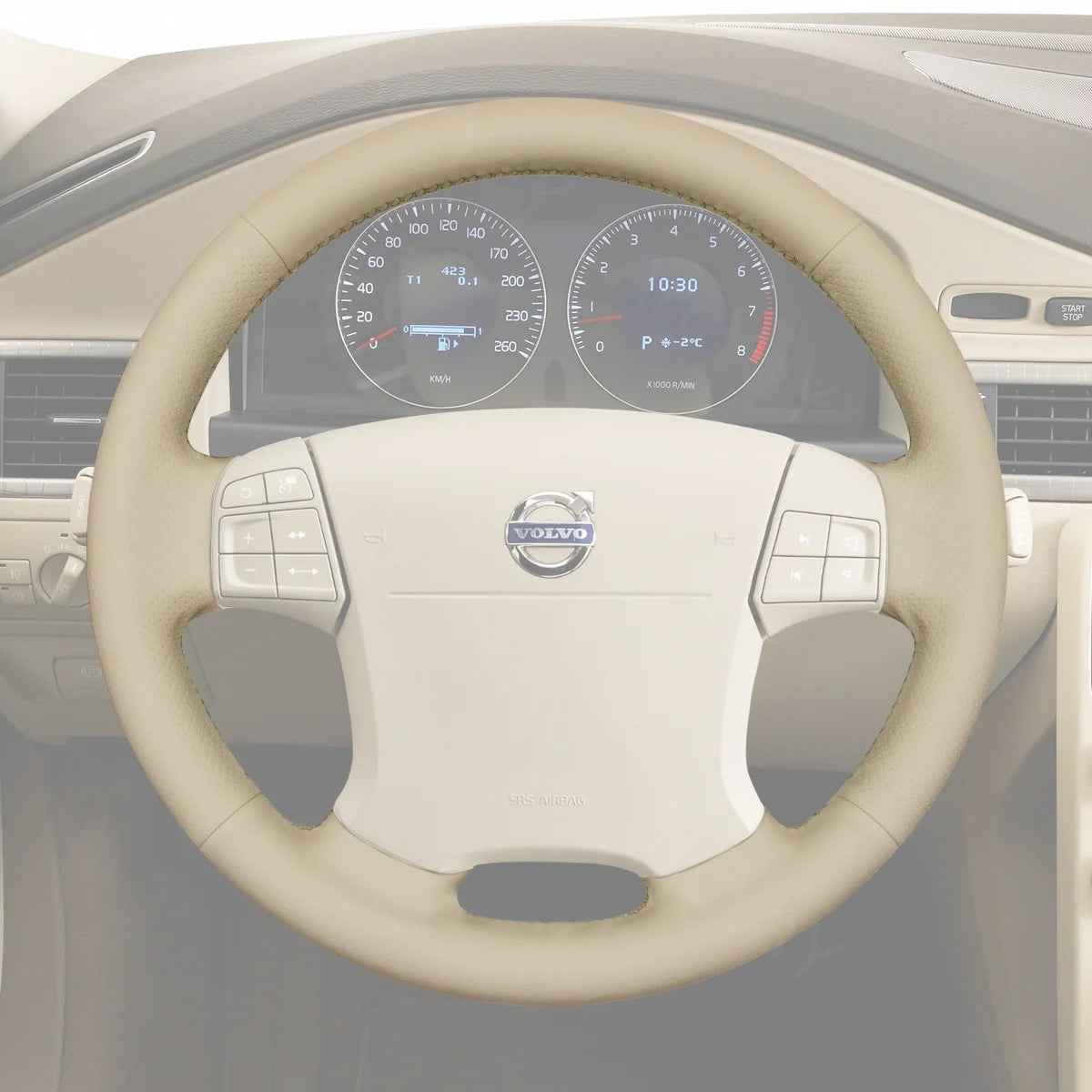 Steering wheel cover for Volvo S80 (2006-2009). Adds style and comfort, perfectly fitted for your vehicle.