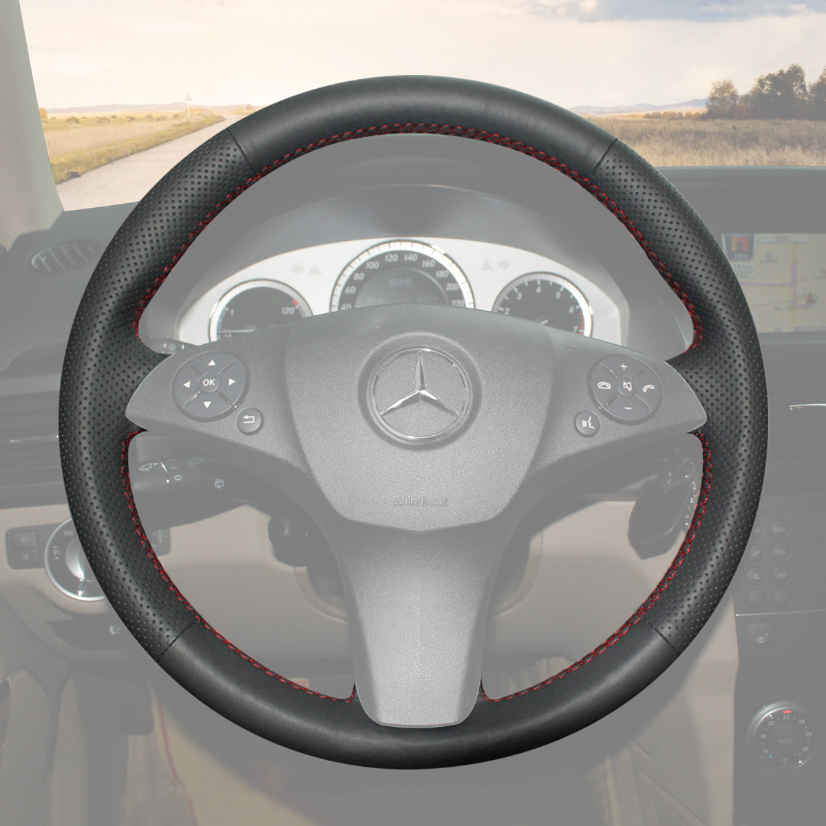 Steering Wheel Cover for Mercedes Benz C Class W204 GLK X204 2008 2009 2010 2011