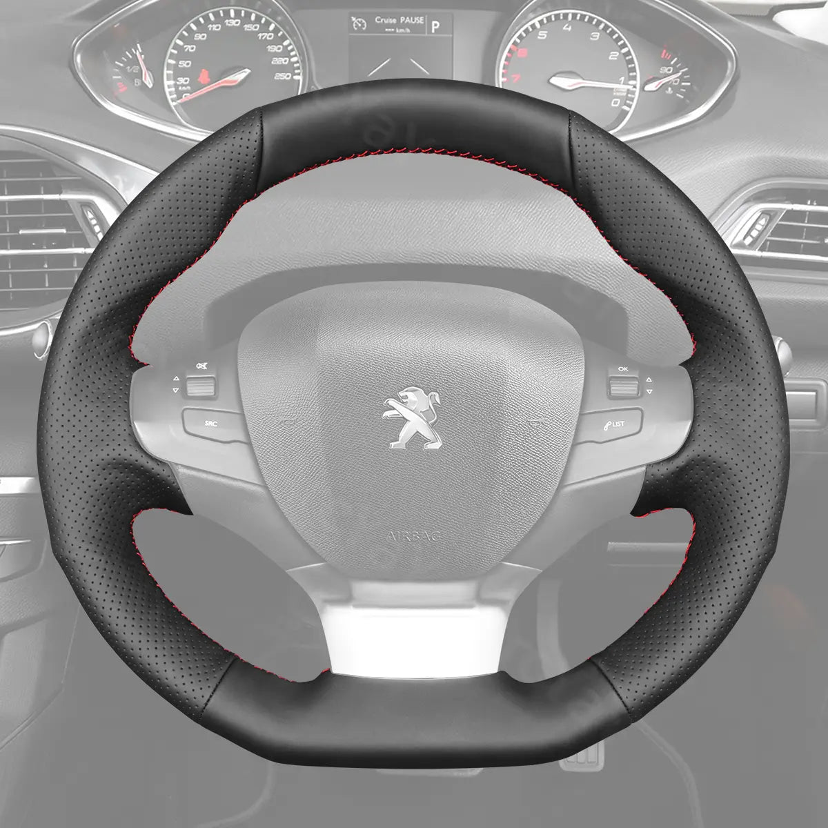 New generation steering cover for 308 SW (2014-2021). Evolution design with modern features.