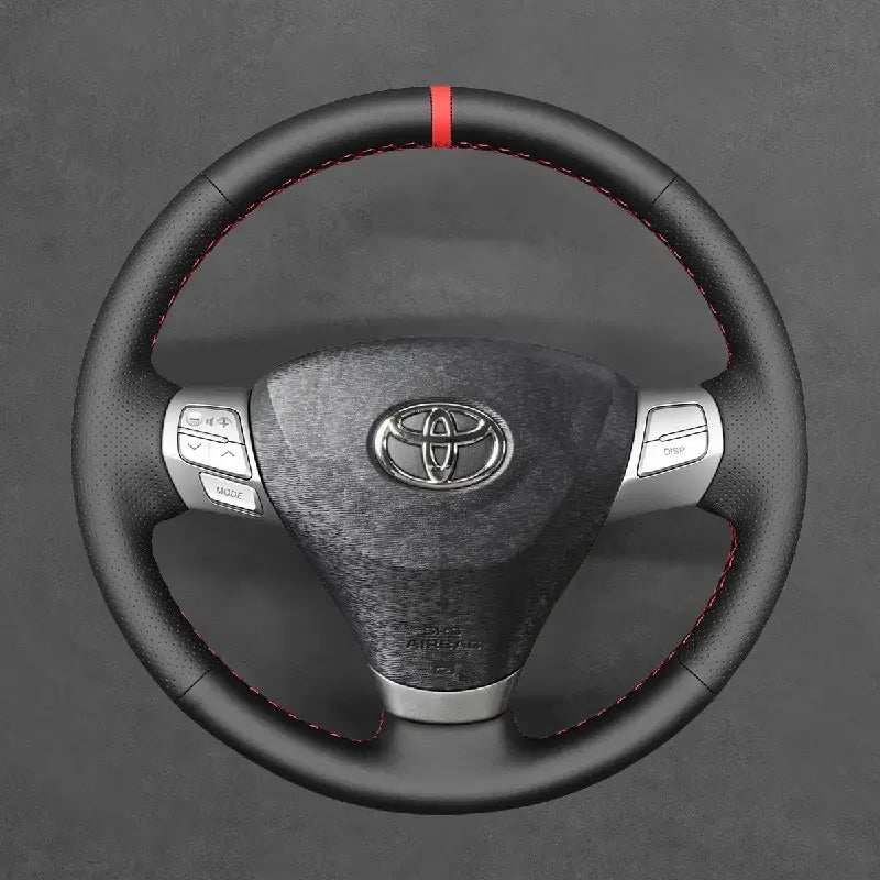 ArcYaY custom leather steering wheel cover for Toyota Venza, Camry, and Aurion (2007-2012) offers both luxury and practicality. Elevate your vehicle's interior with this custom-fit, premium leather accessory.
