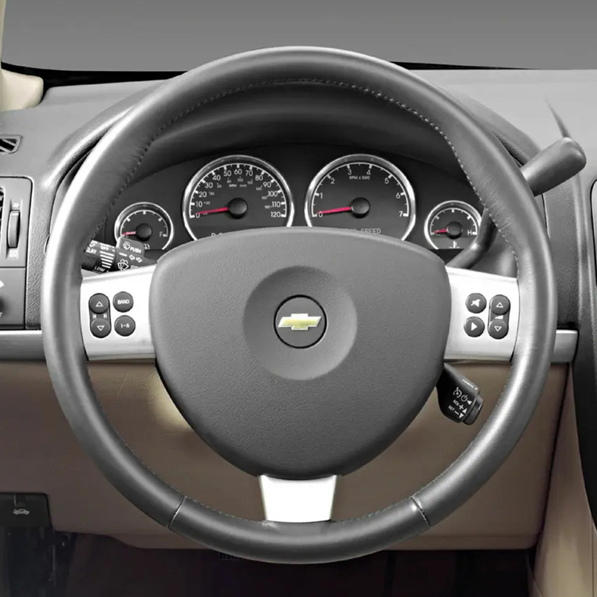 Non-slip steering cover for Chevy Uplander (2005-2008). Textured surface improves grip.