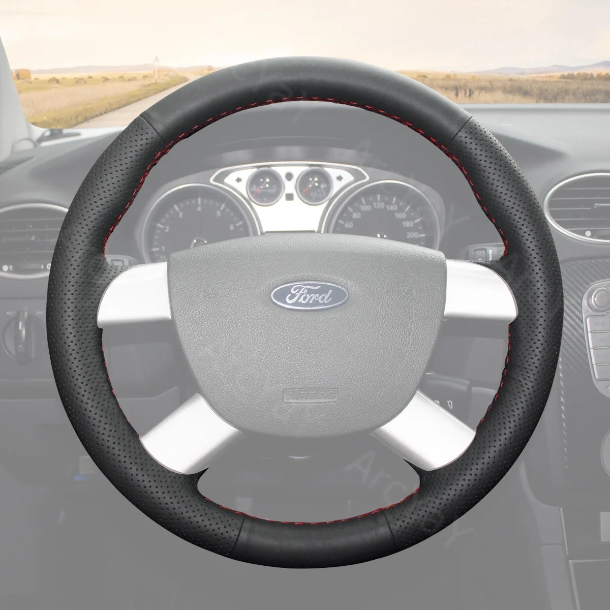 Utility Steering Wheel Cover for Ford Focus Mk2 CC C-MAX Transit Mk5 Tourneo Connect MK7 2004-2013